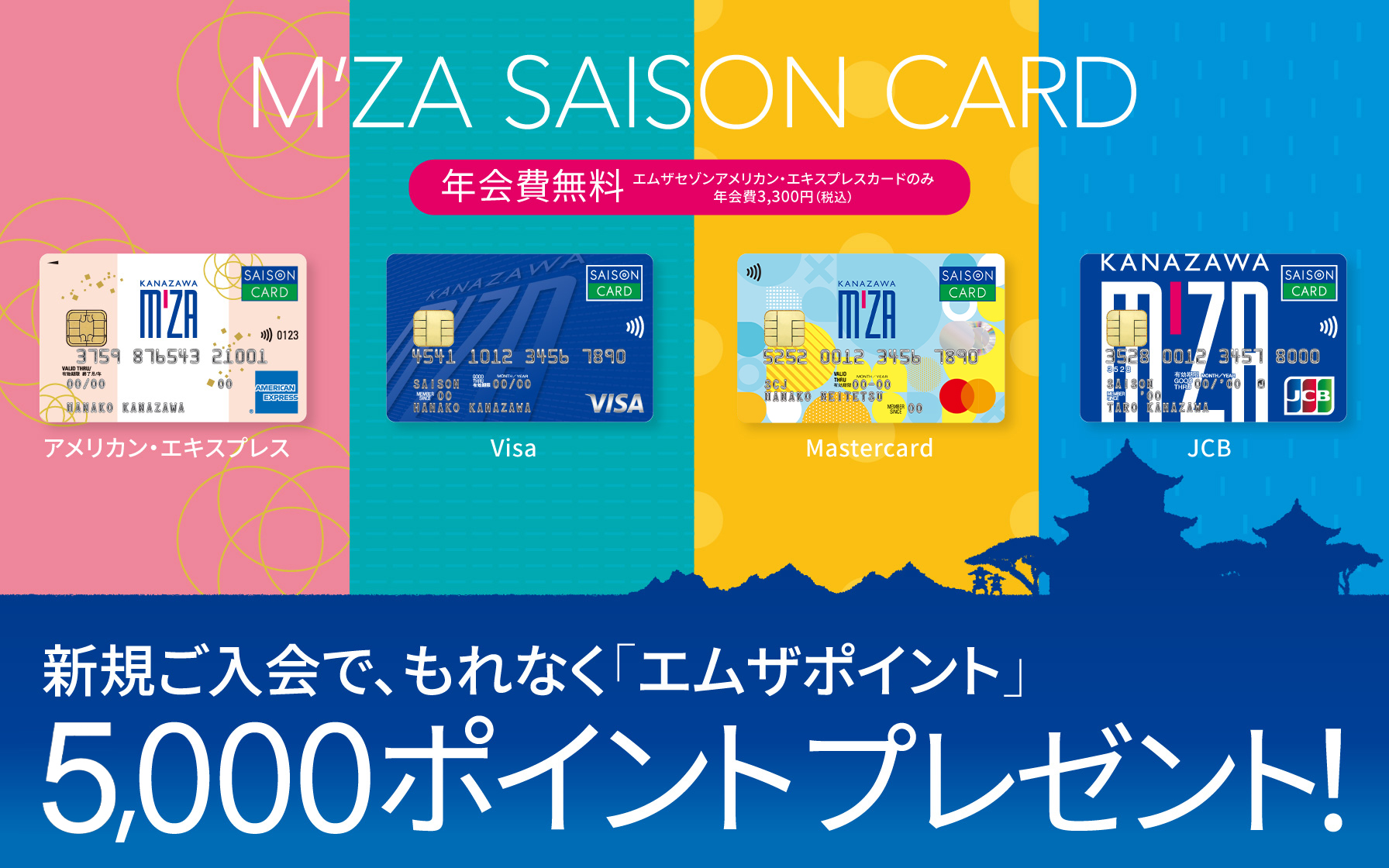 エムザセゾンカードに新規ご入会でエムザポイント5,000ポイントプレゼント!