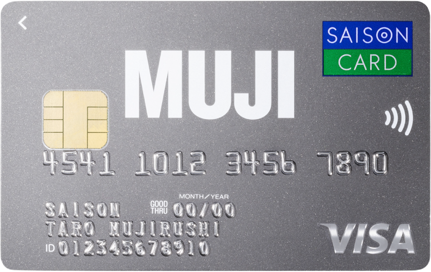 「MUJI Card」のカードデザイン。グレーの背景に、中央に白色のMUJIのロゴが記載されている。