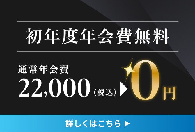 初年度年会費無料 通常年会費22,000円（税込）のところ0円