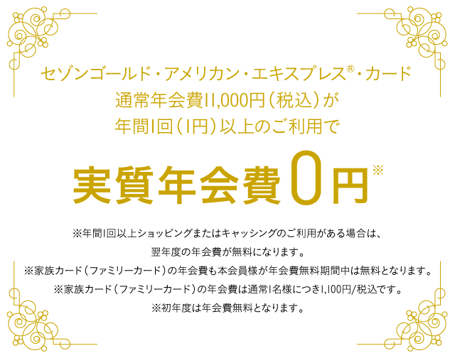 通常年会費11,000円(税込)が年間1回以上のカードご利用で、実質無料