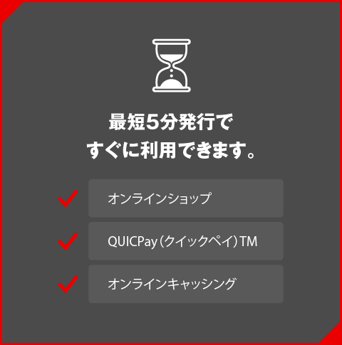 最短５分発行ですぐに利用できます。