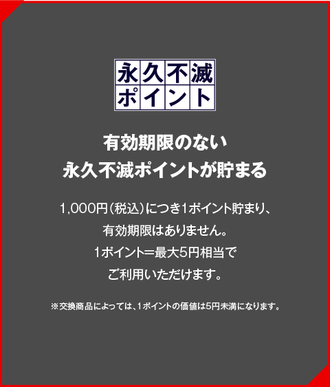 有効期限のない永久不滅ポイントが貯まる