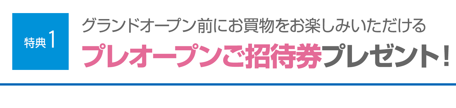 ＜特典1＞グランドオープン前にお買物をお楽しみいただけるプレオープンご招待券プレゼント