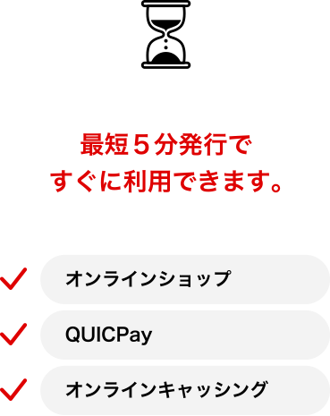 最短5分発行ですぐに利用できます。