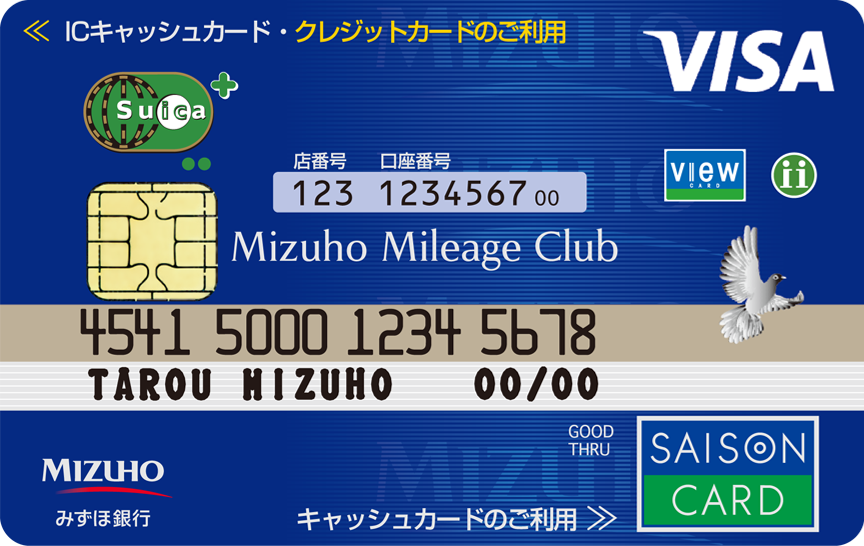 「みずほマイレージクラブカードセゾン Suica」の券面画像